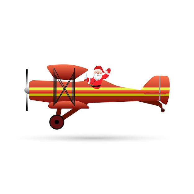 Vector illustration of Santa Claus flying with deer