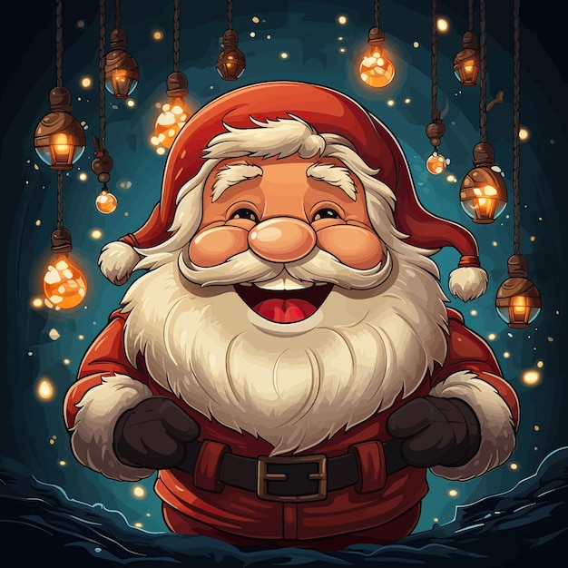 vector illustration of Santa Claus and lanterns