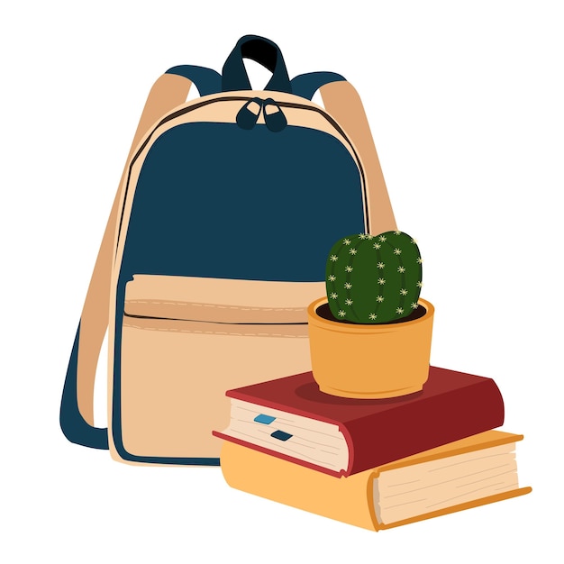 Vector illustration of a school backpack with books