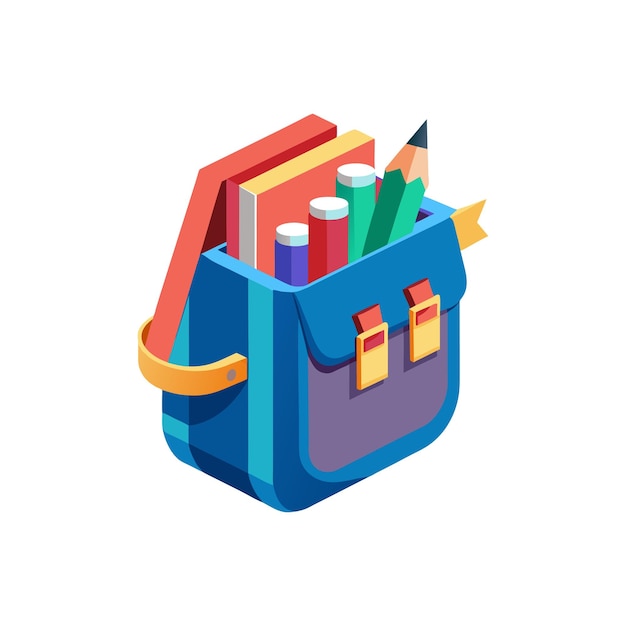 Vector vector illustration of school bags and supplies