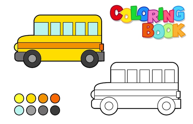 Vector illustration of a school bus Coloring book for children Simple level