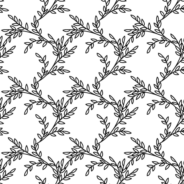 Vector illustration of a seamless leaf pattern Floral organic background Leaf texture draw in doodle