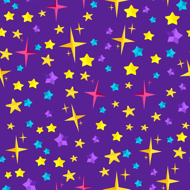 Vector illustration of a seamless pattern background on a space theme with stars and sparks