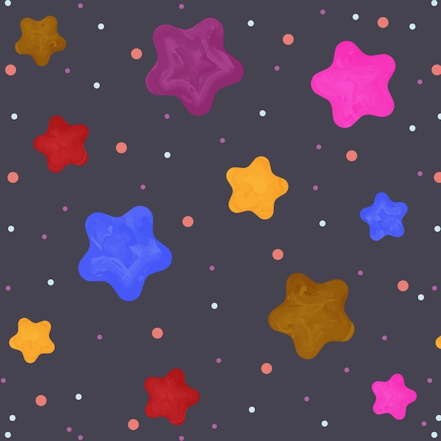 Vector illustration seamless pattern of colored stars of different sizes