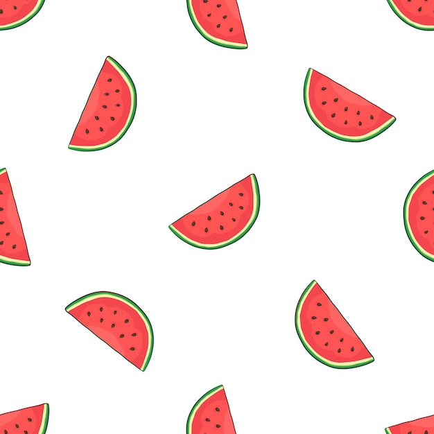 Vector illustration Seamless pattern with falling watermelon slice Healthy vegetarian food