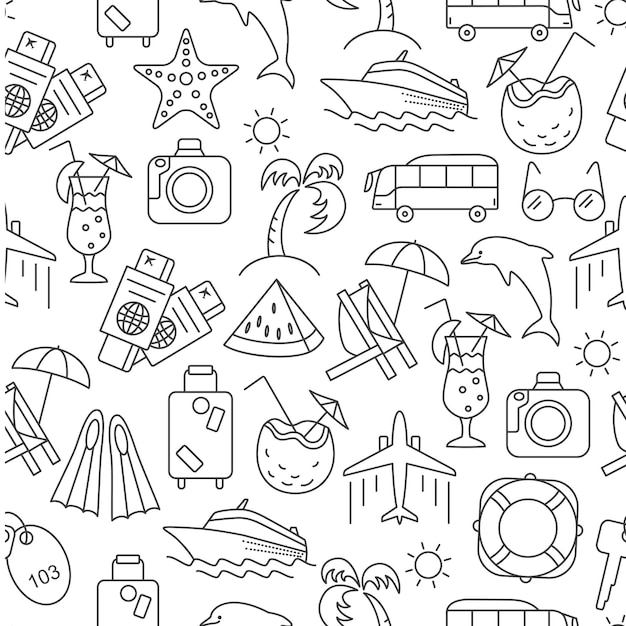 Vector illustration of seamless pattern with summer symbols