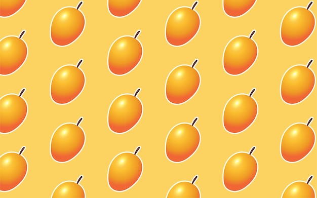 Vector vector illustration seamless tropical fruit mango with blank background