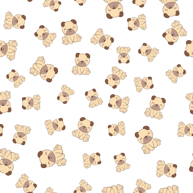 Vector illustration Seamless vector pattern with pugs