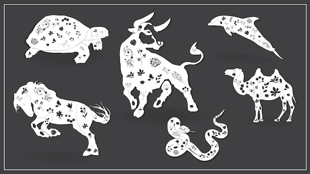 Vector illustration of a set of African animals. EPS 10.