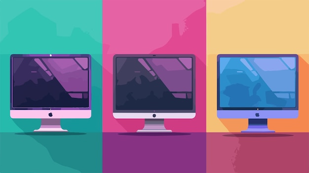 Vector vector illustration set of four desktop pc monitors