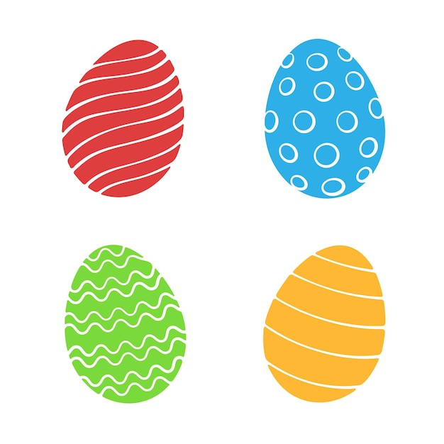 Vector illustration Set of silhouettes of Easter eggs