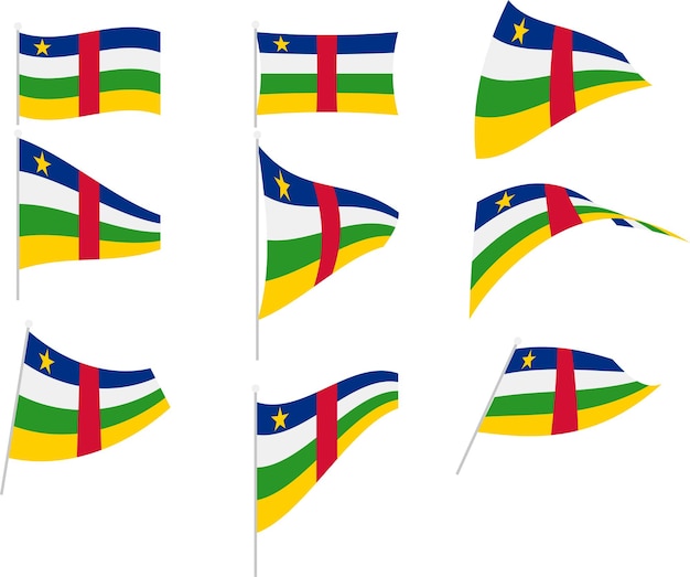 Vector Illustration of Set with Central African Republic Flag