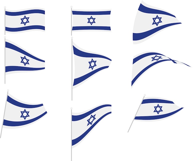 Vector Illustration of Set with Israel Flag