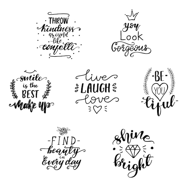 Vector illustration set with motivational lettering quotes