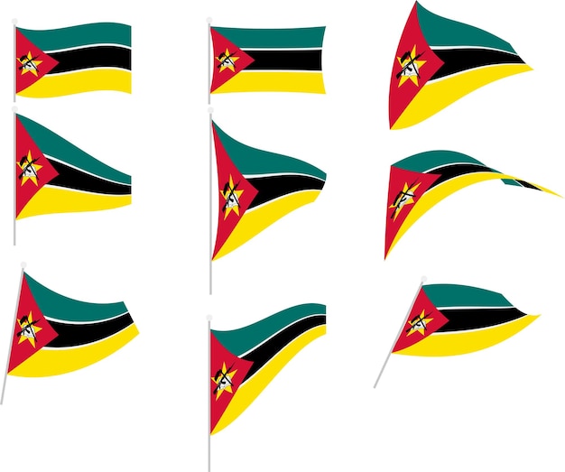 Vector Illustration of Set with Mozambique Flag