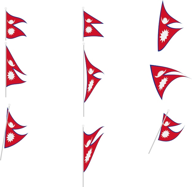 Vector Illustration of Set with Nepal Flag