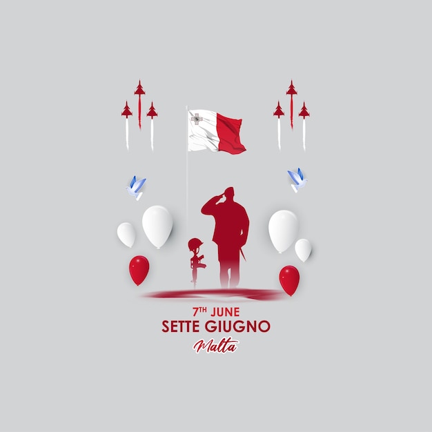 Vector illustration for Sette Giugno Malta 7 June