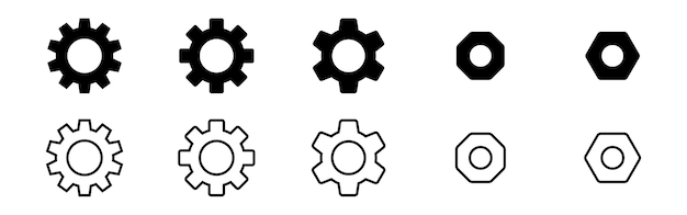 Vector illustration of Setting gear icon set isolated