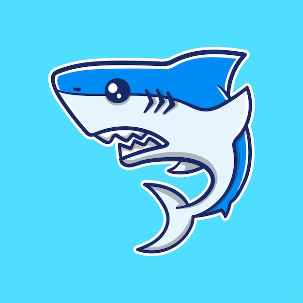 vector illustration of shark on blue background