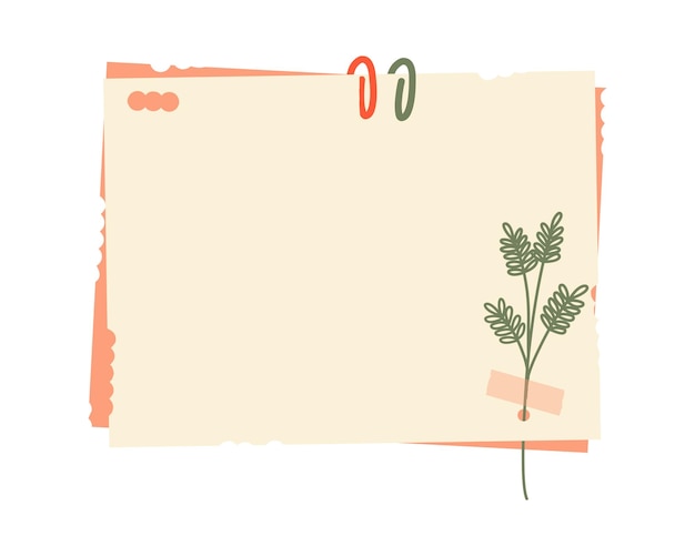 Vector illustration of a sheet of paper with a date and a flower