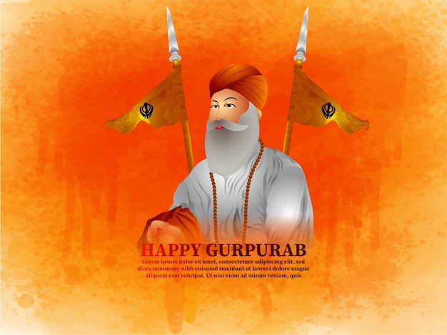 Vector illustration of sikh festival happy gurpurab background