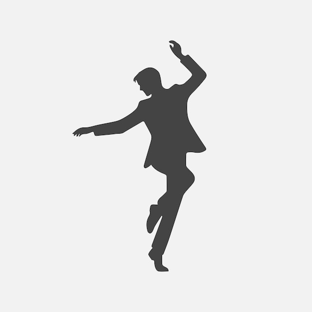 Vector vector illustration silhouette of dancing man black and white flat art dancer dancing modern