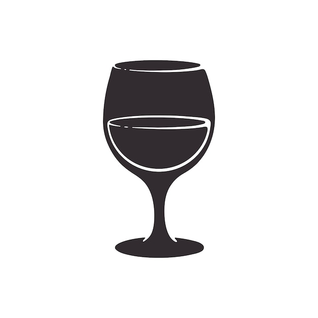 Vector illustration Silhouette of a glass with wine Glass goblet of alcohol drink