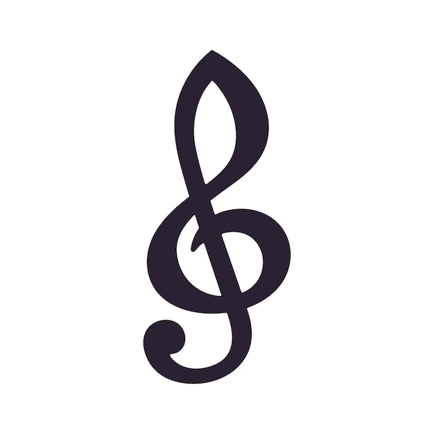 Vector illustration Silhouette of treble clef Musical symbol