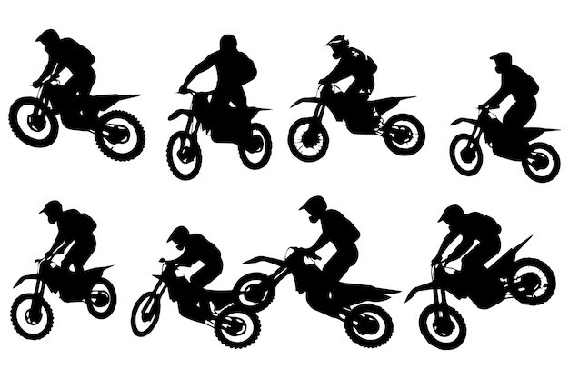 vector illustration silhouettes of motorcycle jumping