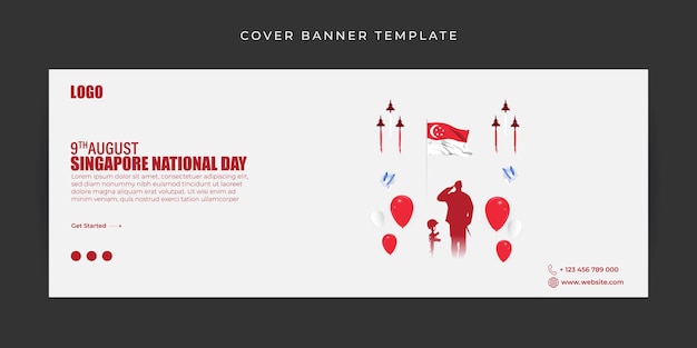 Vector illustration of Singapore National Day Facebook cover banner mockup Template