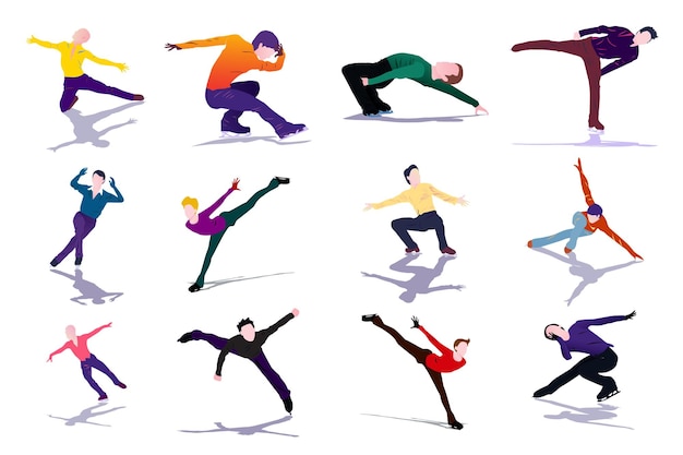 Vector illustration of single men's figure skating competitions in winter sports