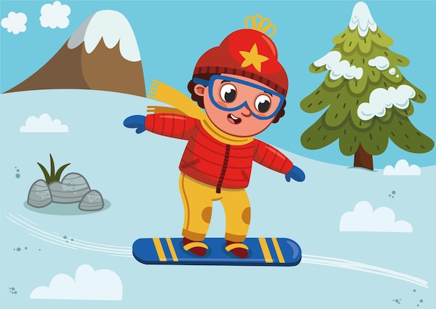 Vector illustration of a skier boy