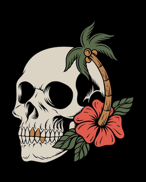 Vector illustration skull with summer theme