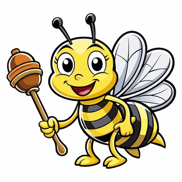 vector illustration of smiling bee coloring page for kids