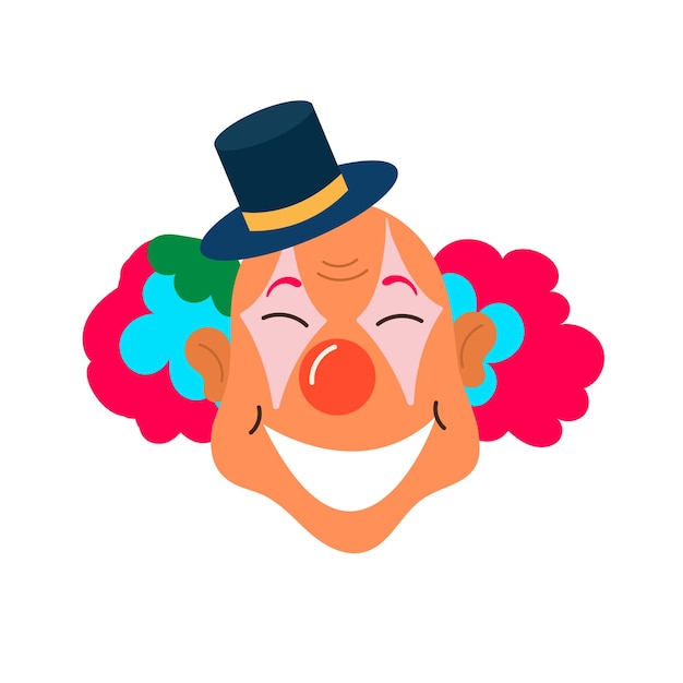 Vector vector illustration of a smiling clown on a white background circus carnival cartoon art