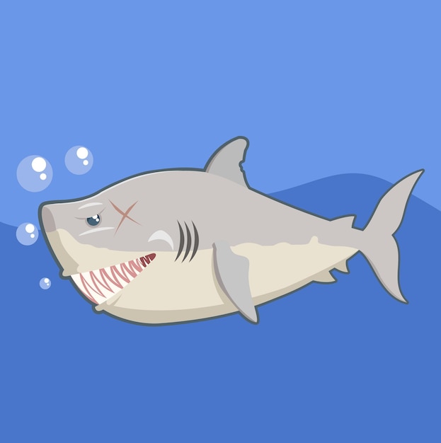 vector illustration of smiling fanged shark