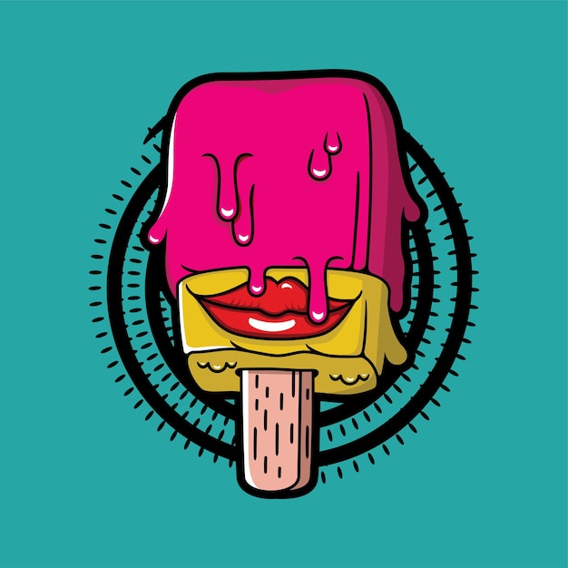 vector illustration of smiling ice cream