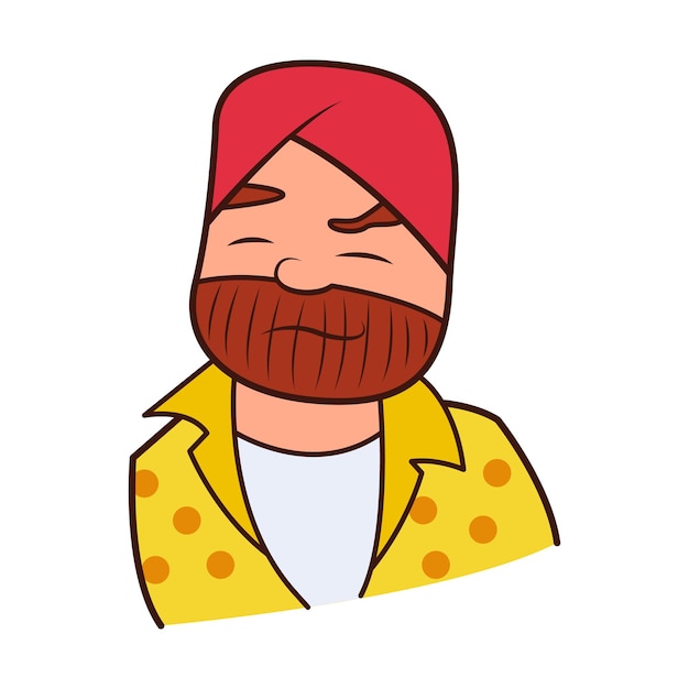 Vector vector illustration of a smiling punjabi sardar man