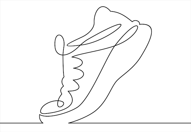 Vector illustration of sneakers Sports shoes in a line style Continuous one line