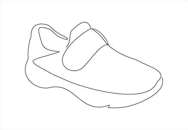 Vector illustration of sneakers Sports shoes in a line style Continuous one line