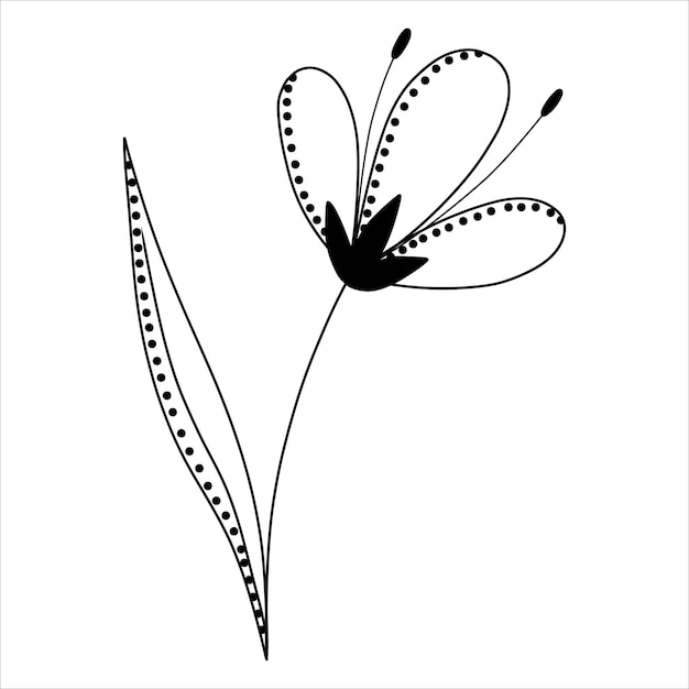 Vector illustration of a snowdrop with a doodlestyle ornament on a white background