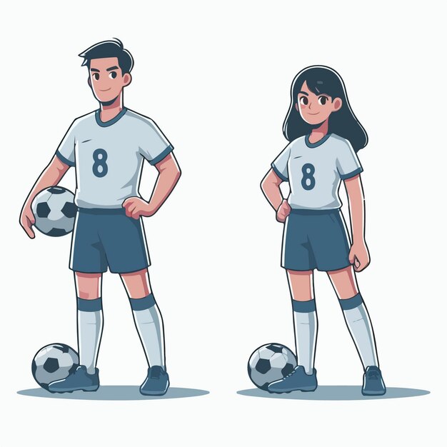 Vector vector illustration of soccer player in flat design style