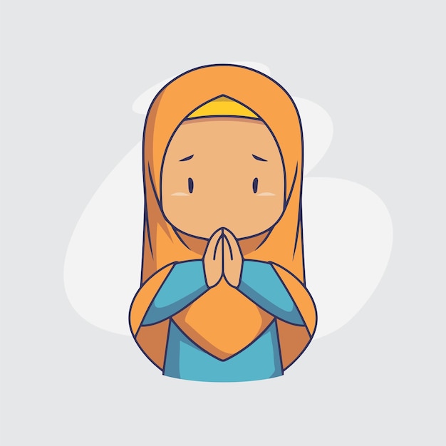 Vector illustration of a sorry hijabi Muslim girl in cartoon style