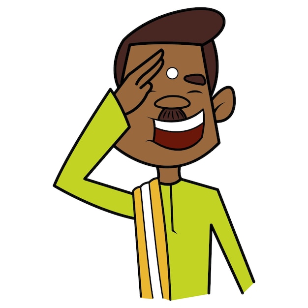 Vector illustration of south Indian man laughing very hard