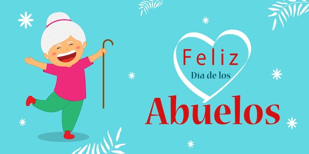 Vector vector illustration of spanish grandparents day social media feed template