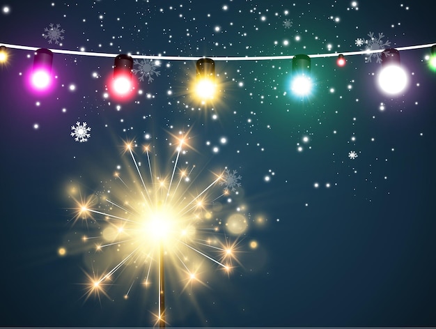 Vector illustration of sparklers on a background.