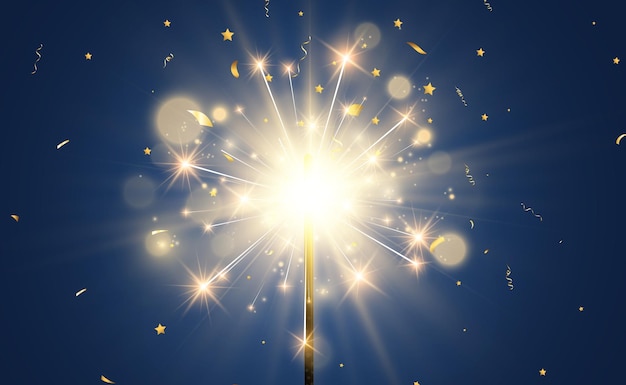 Vector illustration of sparklers on a transparent background.