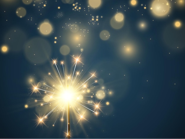 Vector illustration of sparklers on a transparent background