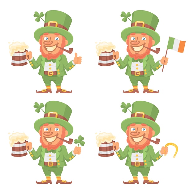 Vector Illustration, St. Patrick Character in Different Versions, format EPS 10