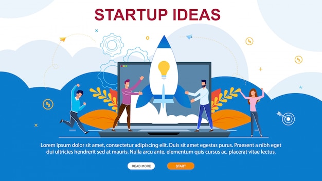 Vector Illustration Startup Ideas Landing Page. 